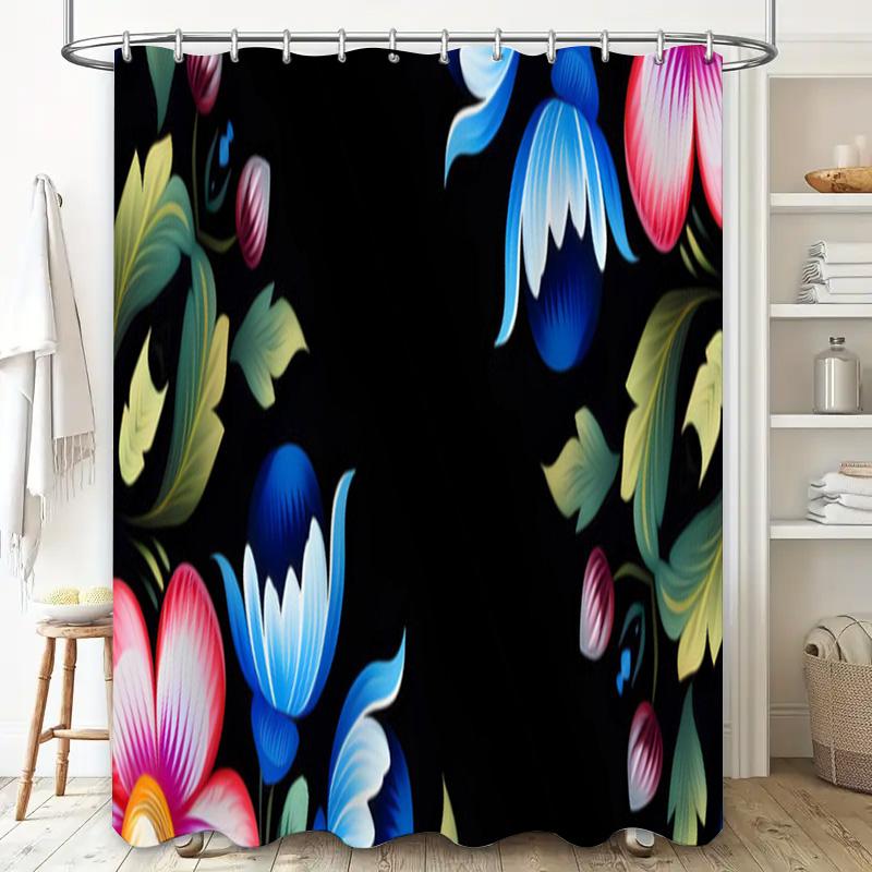 Colorful Floral Shower Curtain Printed Polyester Fabric Bath Decor Waterproof Bathroom Accessories Blue Pink Red White Yellow Gr