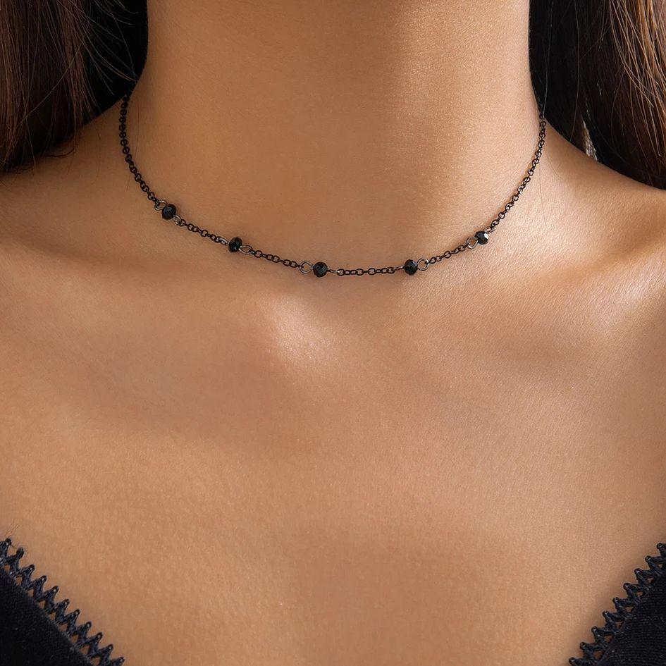 

Ingemark Exquisite Elegant Black Crystal Chokers Necklace Women Minimalism Charm Clavicle Thin Chain 2026 New Year Jewelry Gifts чёрный