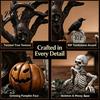Retro Gothic Home Decor Halloween Garden Ornaments, Spooky Cemetery with Resin Skulls Dead Trees Atmosphere Decorations Pumpkin Raven for Indoor