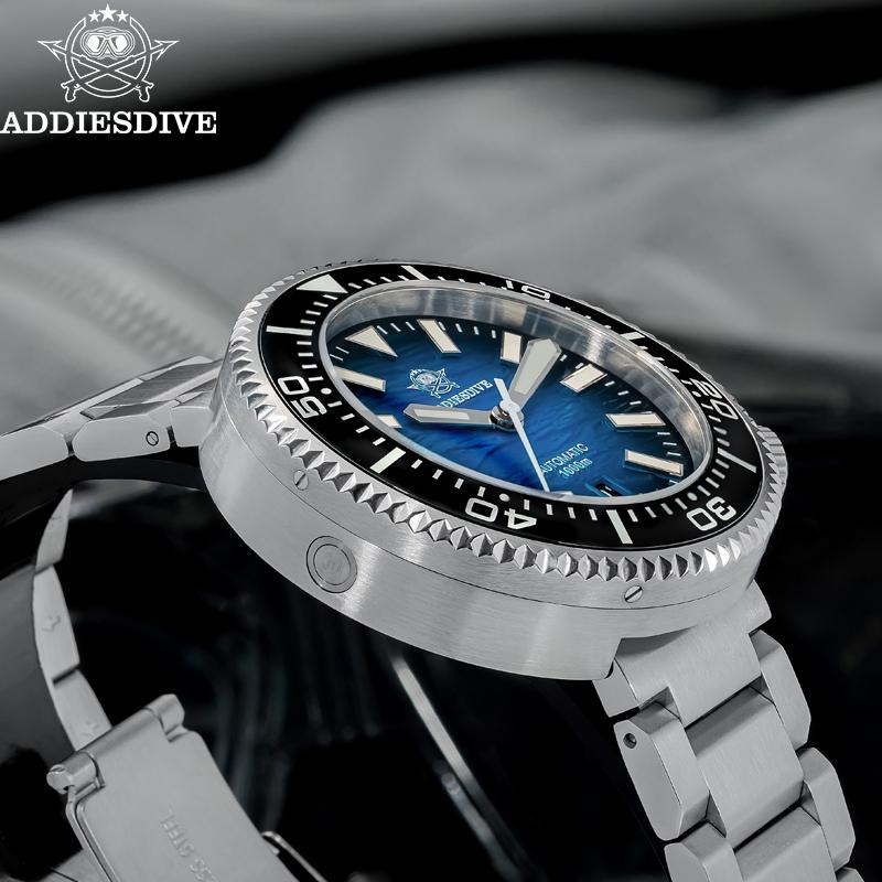 ADDIESDIVE 100bar Diving Men's Automatic Watch Sapphire Stainless Steel Calendar Display Mechanical Watches AD2069 Reloj Hombre