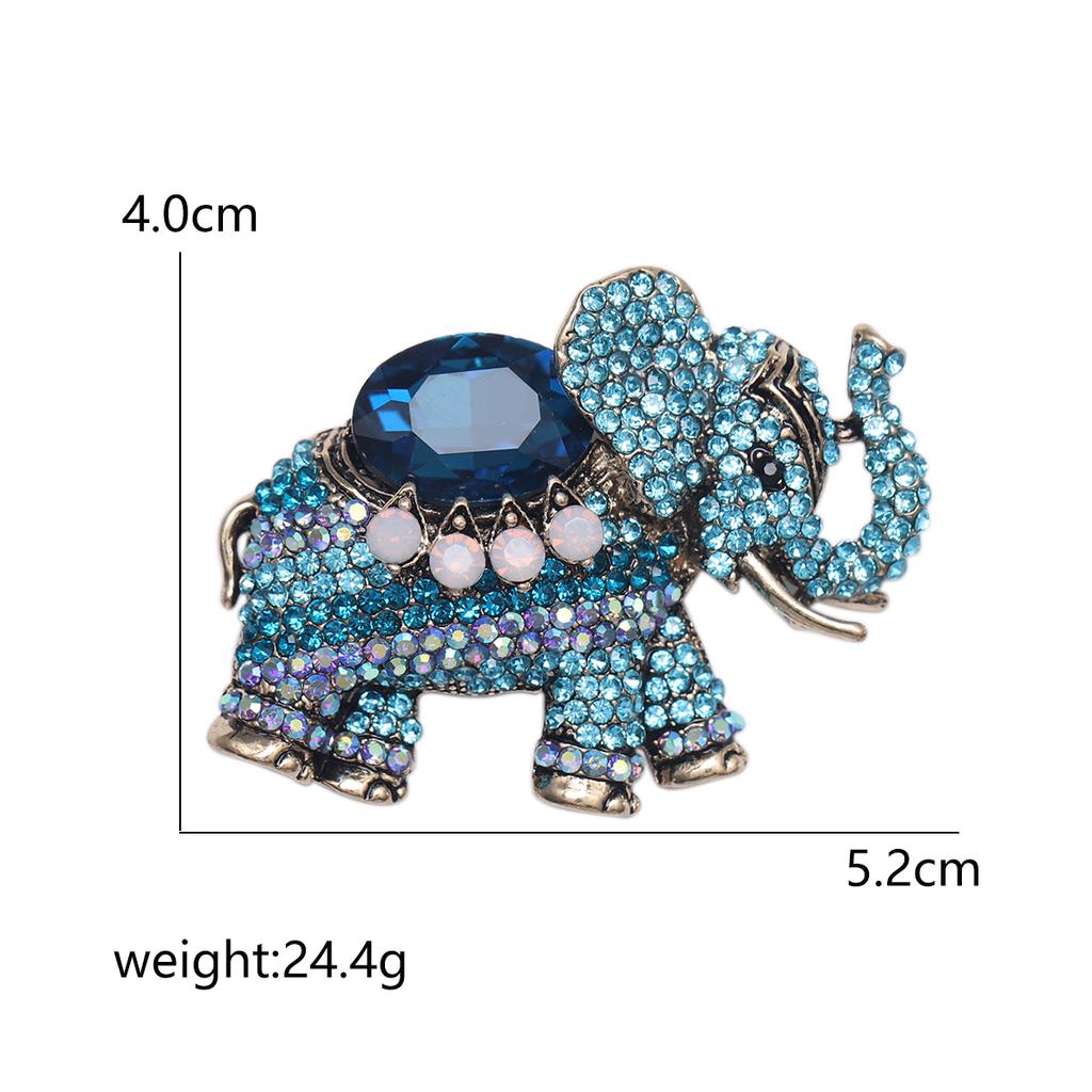 Rhinestone Elephant Brooch for Women Unisex Glass Animal Pin Mammoth Lapel Pins Banquet Party Backpack Gifts Jewelry Accessories