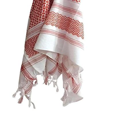 Palestinian Red White Keffiyeh Shemagh Traditional Arabic Head Scarf Palestinian Khufiya with Tassels