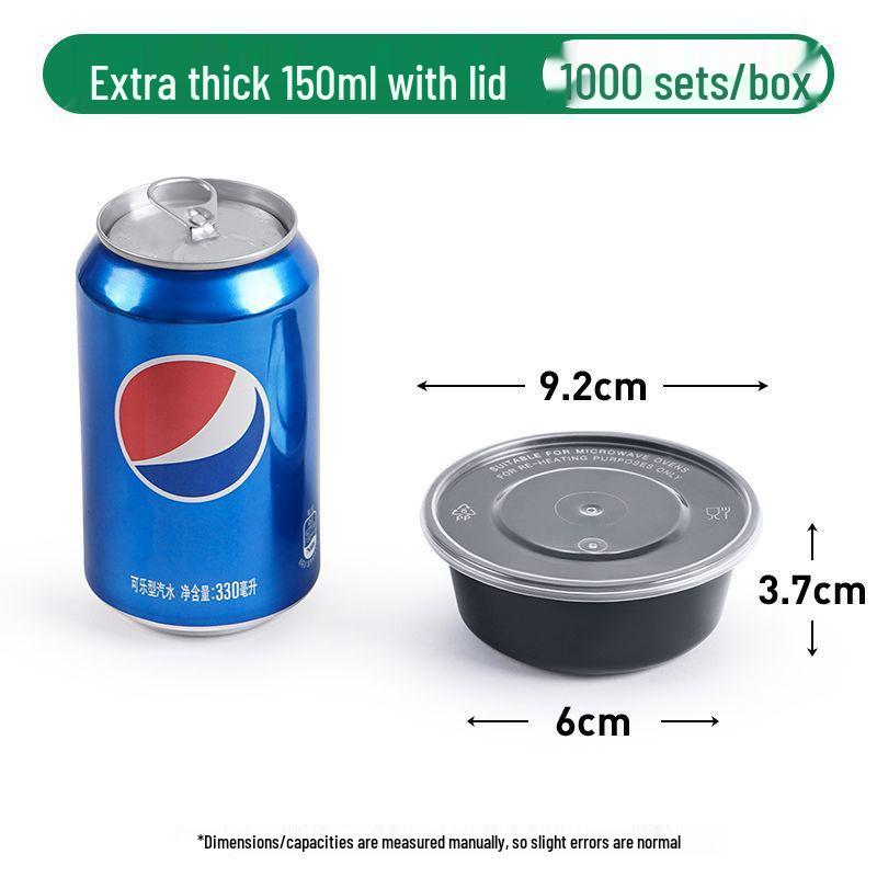 Black Round Disposable Food Containers: Thickened Soup and Fast Food Bowls