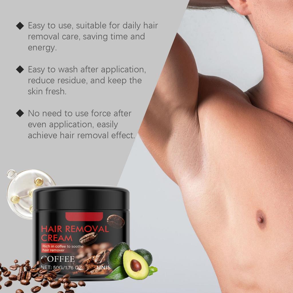 Kaffee-Haarentfernungscreme reinigt sanft Hand- und Beinhaare und bietet eine sanfte und wohltuende Haarentfernungspflege für mehrere Bereiche