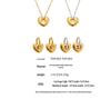 Qiong Yao 18K Gold Plated Stainless Steel Peach Heart Pendant Necklace & Earring Set - Smooth Surface & Elegant Design
