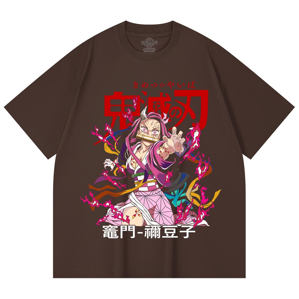 230 Gsm 100% Cotton Demon Slayer V72 Nezuko Print Unisex Heavy Cotton T Shirt