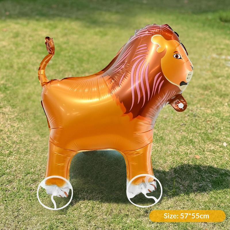 1/3Pcs Sika Deer Lion Triceratops Crocodile Rooster Walking Animal Balloons Large Animal Balloon With Wheels For Kids Toys