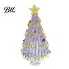 Decorative Glass Sculpture Hand Blown Christmas Tree Figurine with Golen Star, Festive Desk Decoration Mini Xmas Ornament, Handmade Desktop