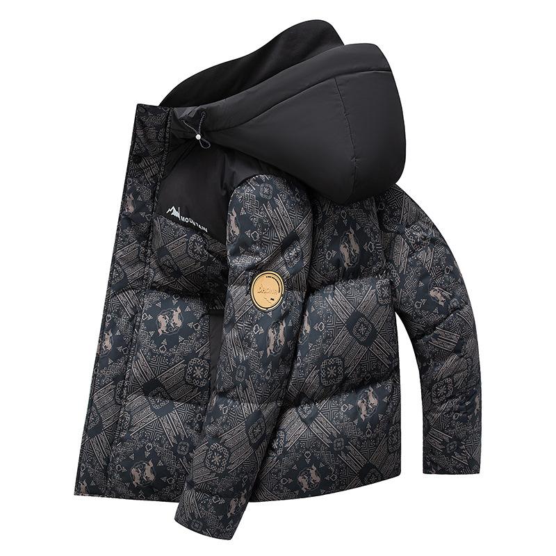 Winter New Style Chinese Style Thickened Short Hooded Down Jacket 90 Velvet Men's Casual Trendy Warm Down Jacket