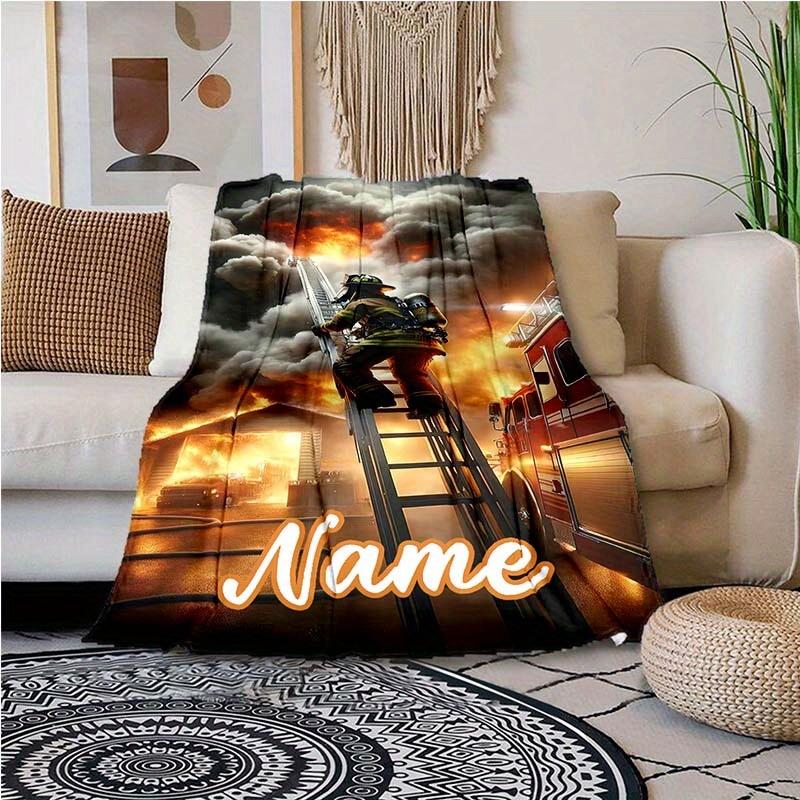 Firefighter Customize Your Name Blanket Warm Comfortable And Soft Blankets Are Suitable For Home Lunch Break Blanket Office Sofa Sofa Gift To