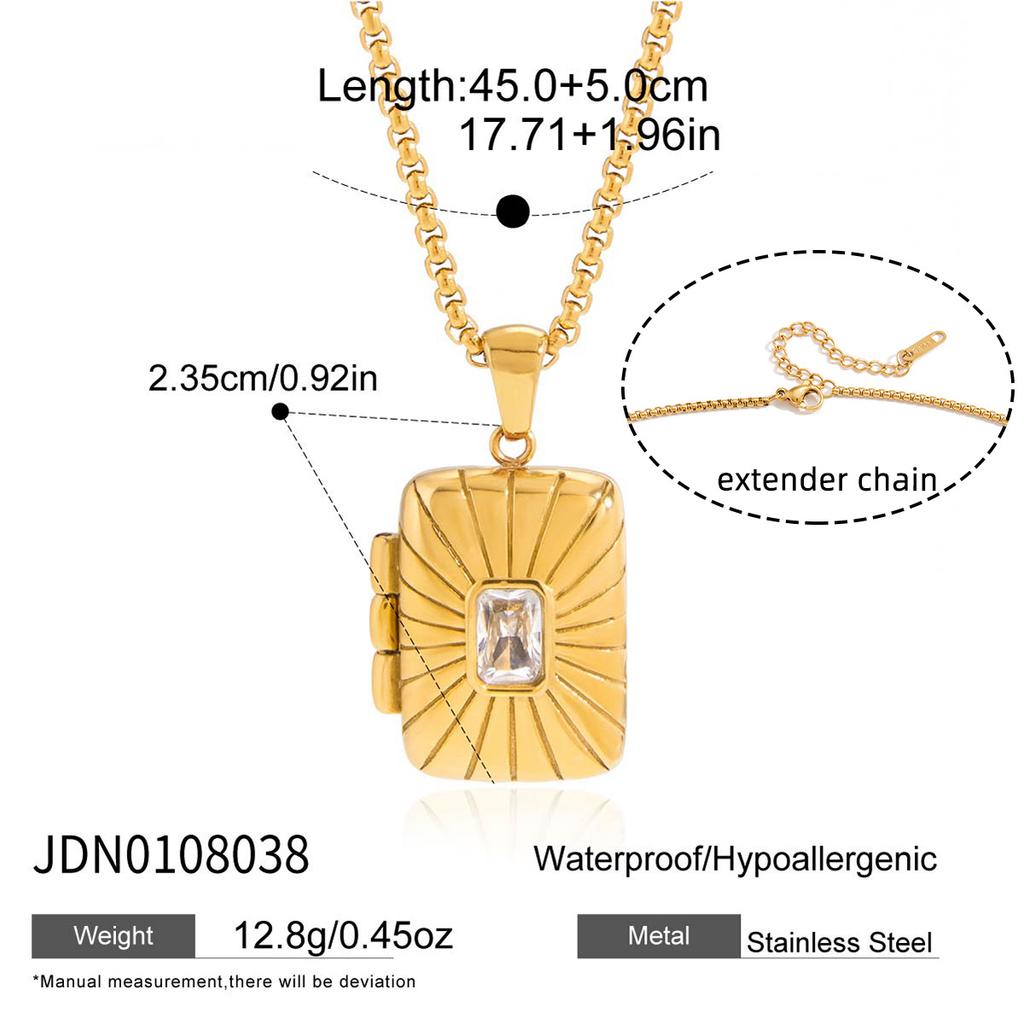 Stainless Steel Photo Box Necklace Light Luxury Niche Clavicle Chain Valentine's Day Titanium Steel Ring Jewelry