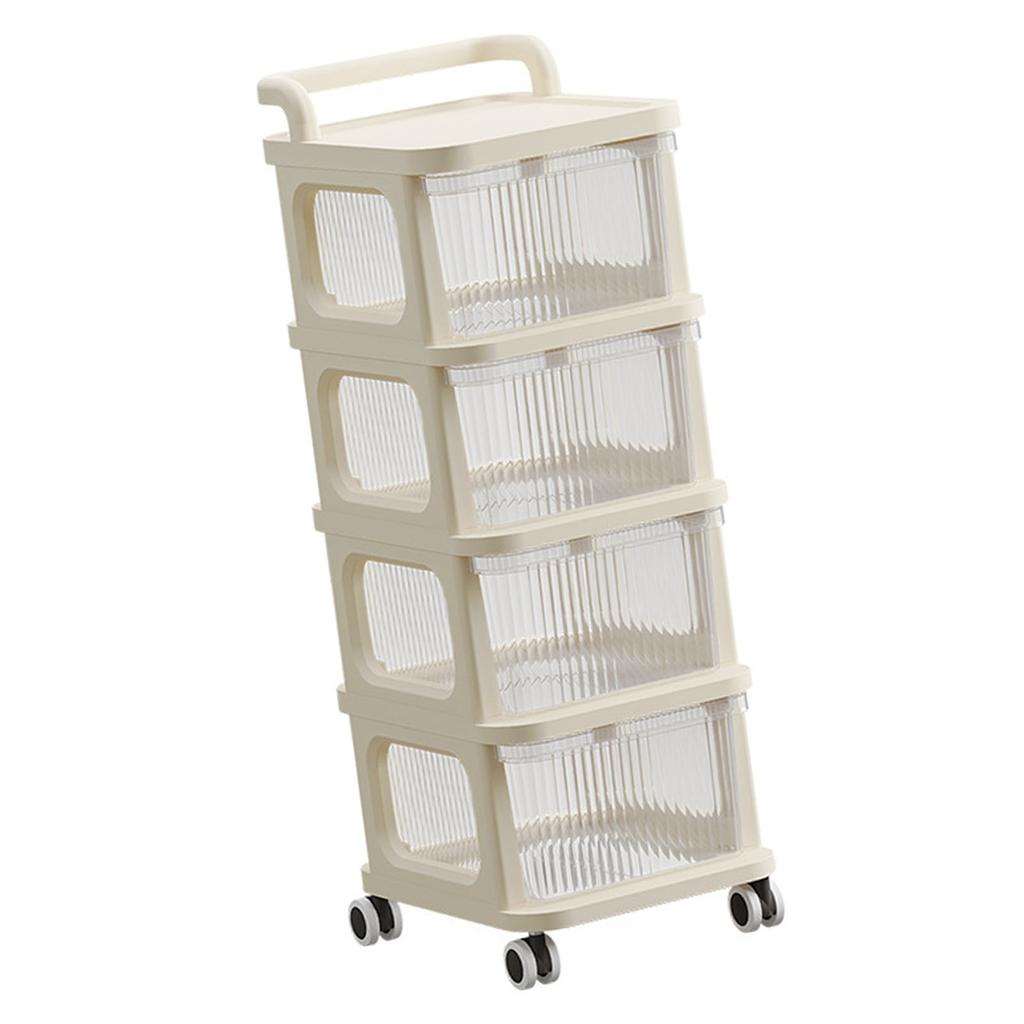 Rollwagen mit durchsichtiger Schublade Multifunktionaler Rollender Aufbewahrungswagen Organizer mit Rädern für Schlafzimmer