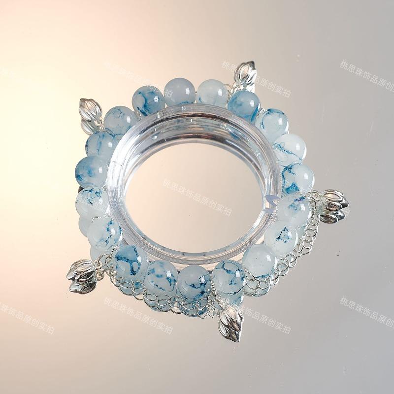 Moana deep sea blue bracelet, original gradual change niche blue sea fishtail starfish glazed bracelet