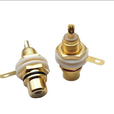 Gold Plated RCA Female Jack Solder Connector Panel Mount Chassis AV Audio Socket Plug Bulk Head with NUT