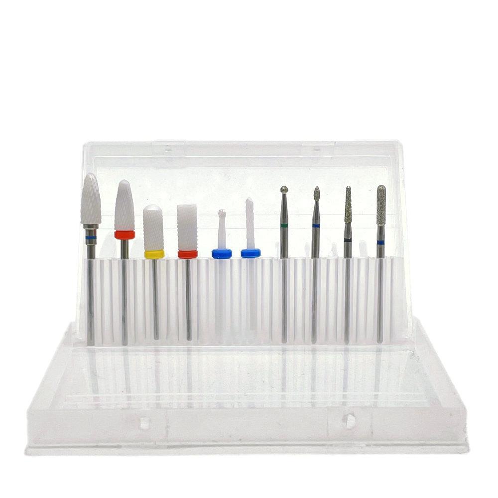 

10 шт., набор сверл для маникюра, керамических сверл для удаления гель-лака, дрель для маникюра, педикюра, насадки для ногтей для электрической дрели T10-1