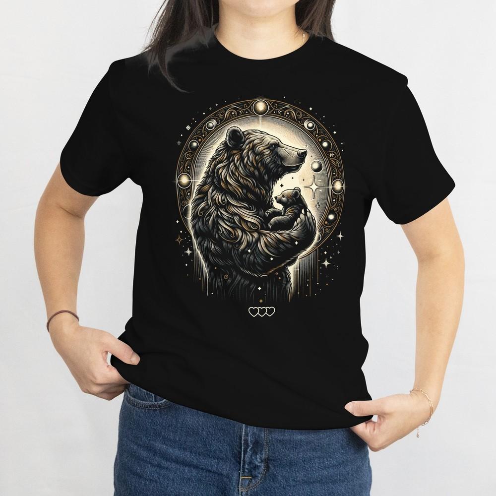 Celestial Bear Tee, Protective Mama Bear T-shirt, Astronomical Mama Bear Top