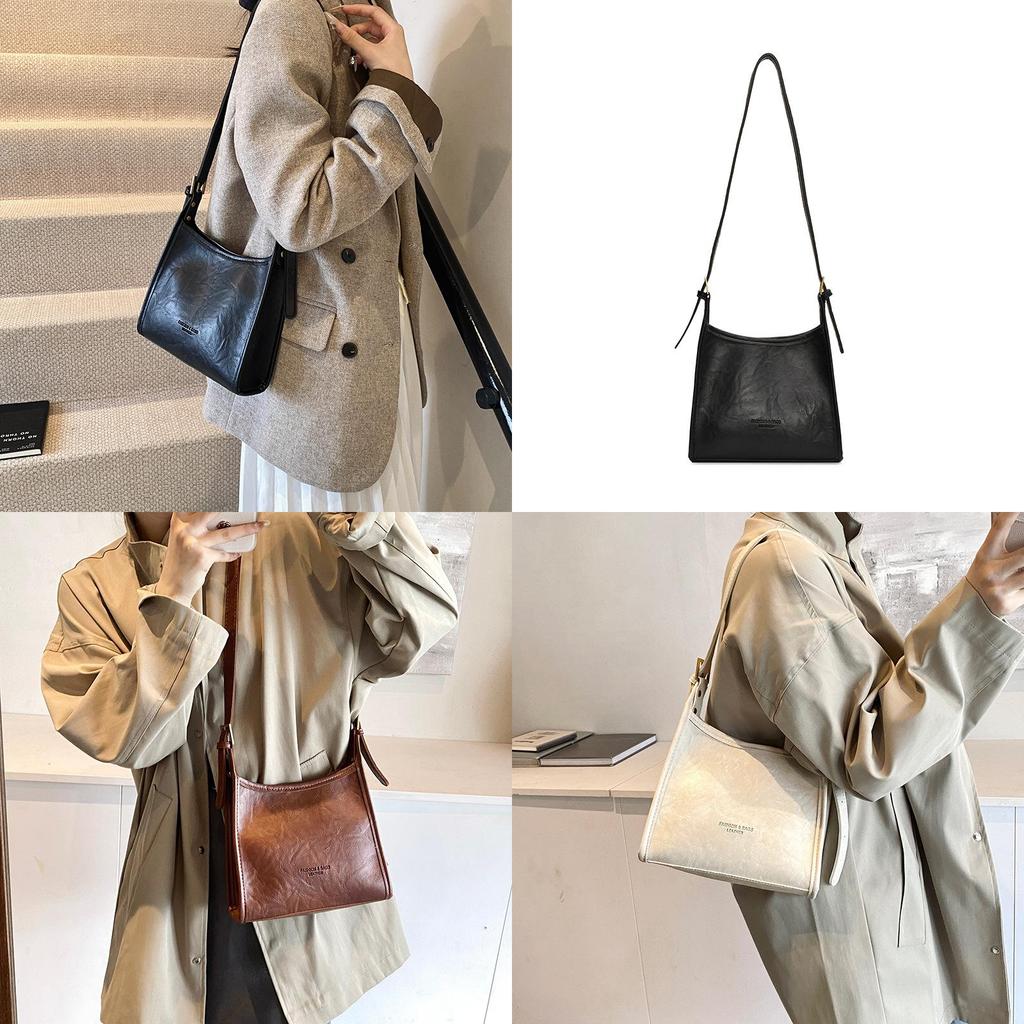 Stylish Vintage Fashion Tote Bag For Women Spacious Commuter Design In Black Brown White