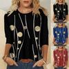Damenmode Casual Print Rundhals Langarm Lose Pullover Top