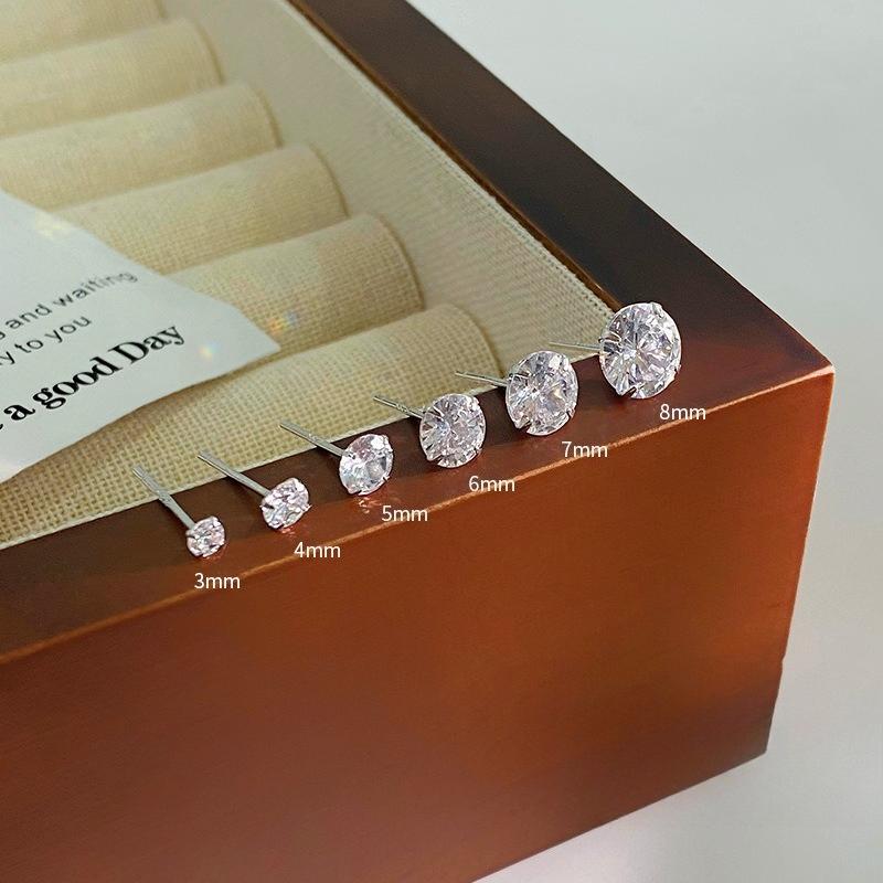 Zircon Stud Earrings Rhinestone Series Korean Version Simple Full Diamond Diamond Jewelry 0.04mm