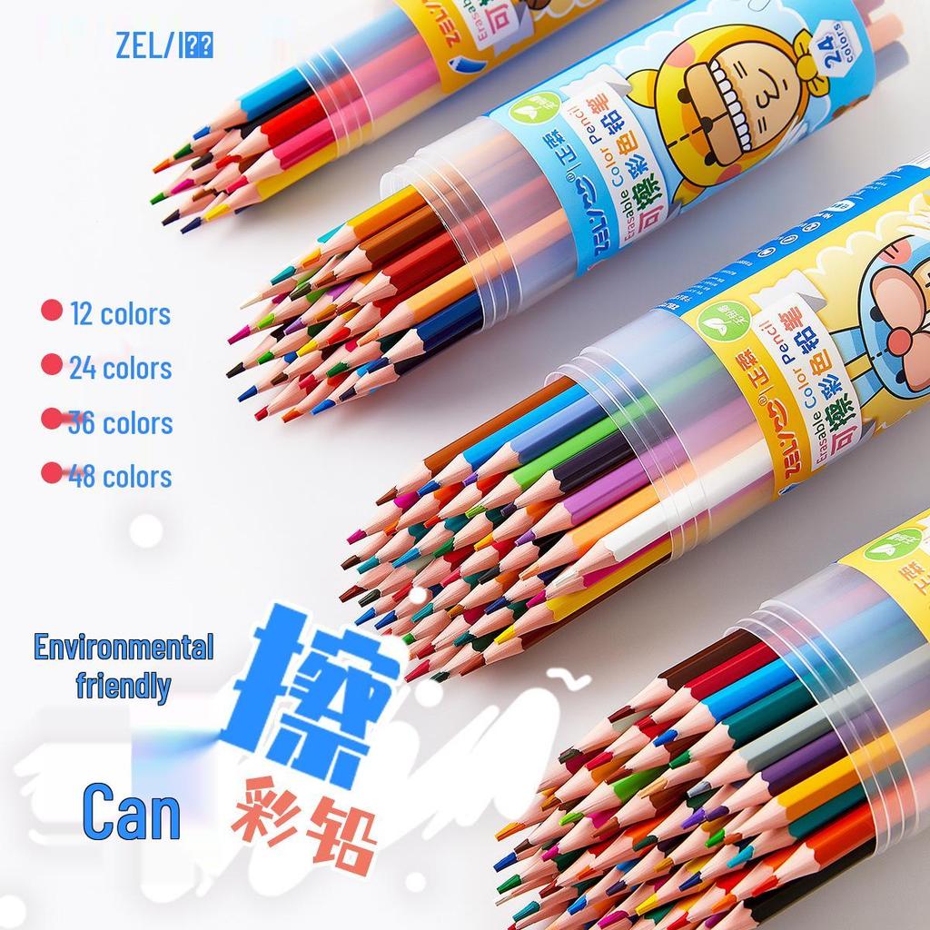 Zhenglin Erasable Colored Pencils – 24, 36, and 48 Color Sets for Children and Students Drawing and Coloring.