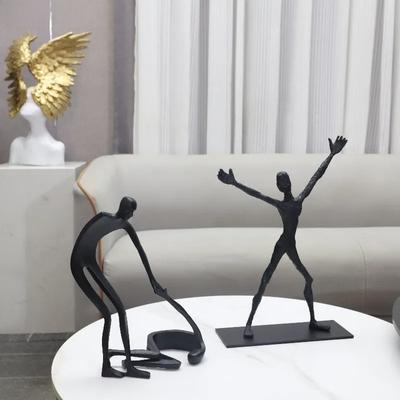 Ornement Sculpture Ornements Figurines en Fonte Géométrique Salon Sculptures Noires Artisanat Statues Personnages Décorations Maison Figurines