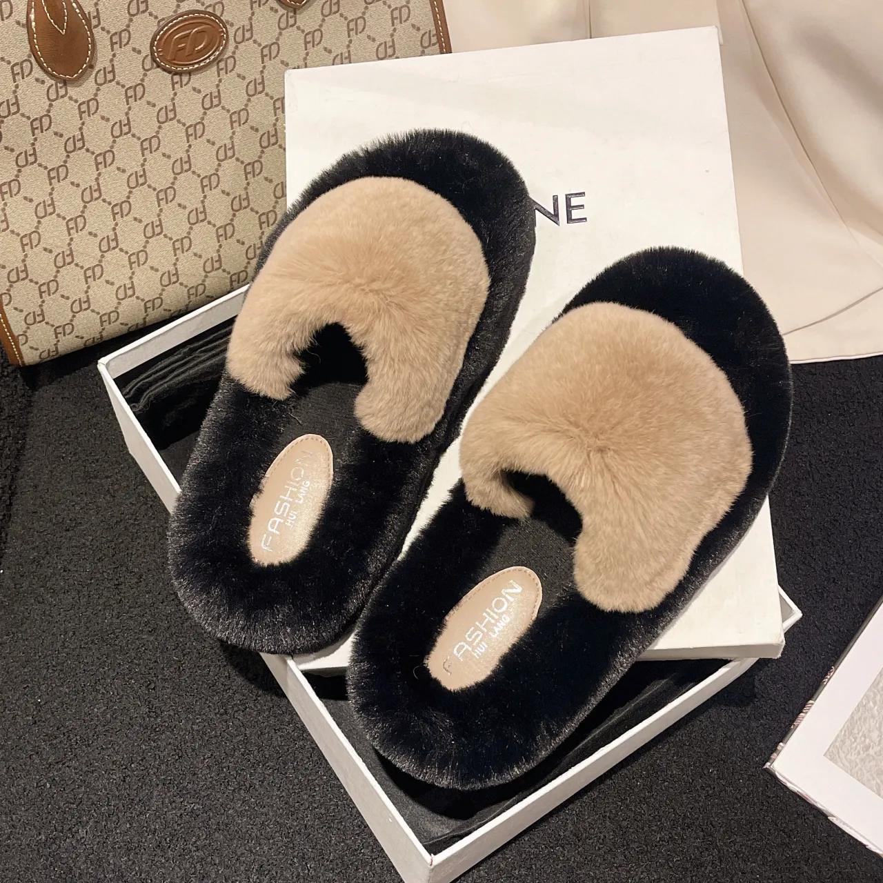 сандалии женские на платформе из натурального кроличьего меха плюшевые пушистые пушистые — фото 11