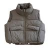 Women Vest Coat Stand Collar Sleeveless Zipper Placket Cotton Waistcoat with Pockets Drawstring Hem Loose Fit Solid Color Puffer Vest