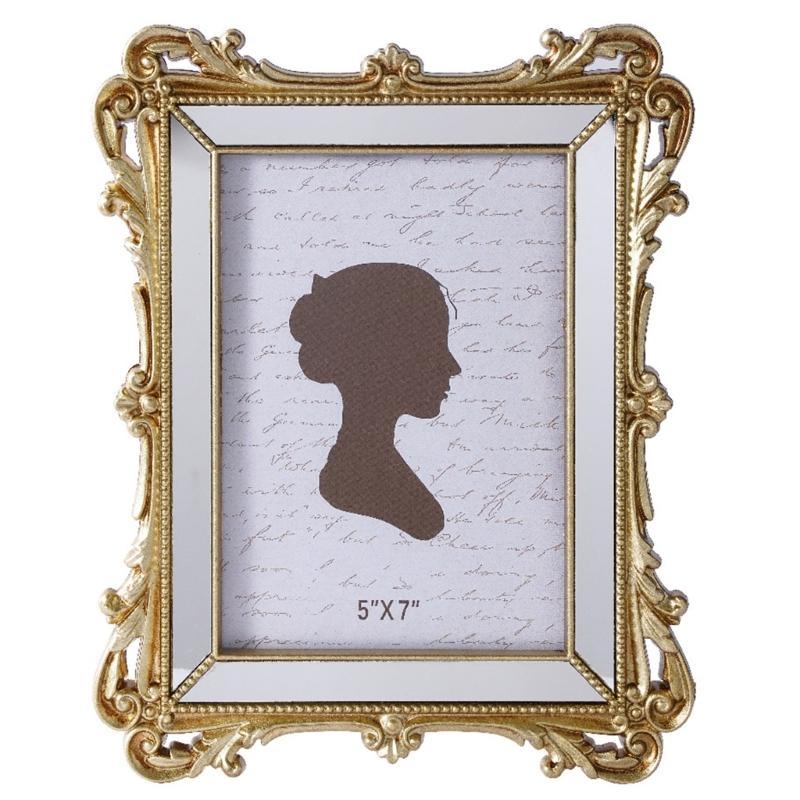 Classical European Styles Resin Picture Frame For Home Decoration With Embossed Pattern Antique Photo Holder Tabletop Display