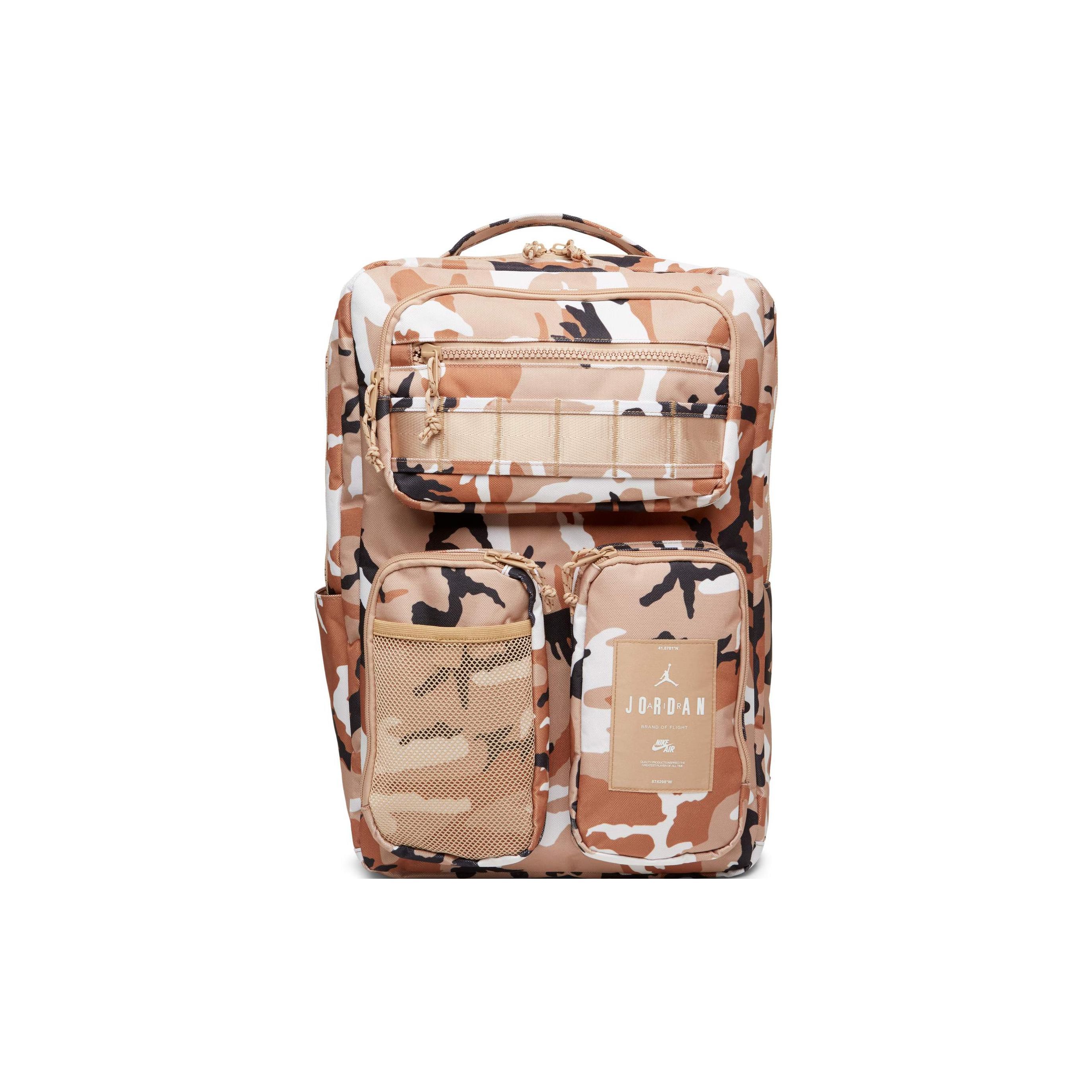 Jordan Sports Trend Storage Mesh Layer Comfortable Durable Zipper Closure Backpack Men Backpack Desert-Camouflage FV2566-277 Desert Camouflage