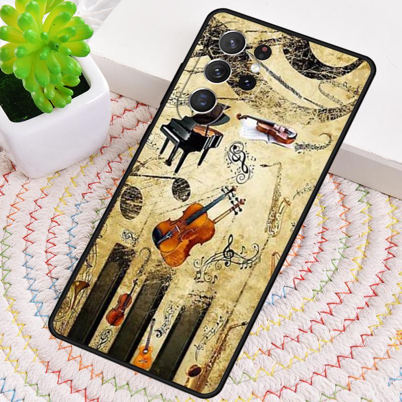 Musical Notes Violin Classical Soft Silicone Phone Case For Samsung Galaxy Note 10 Pro S26 S25 S24 S23 S22 S21 Plus Ultra Cover