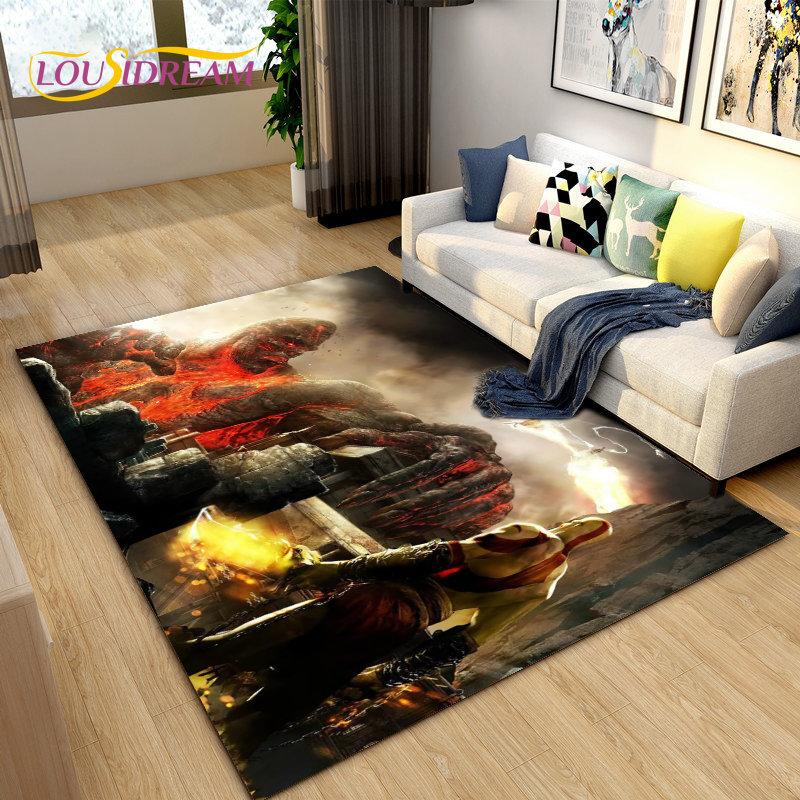 God of War Game Gamer  Area Rug Large,Carpet Rug for Living Room Bedroom Sofa Doormat Decoration,Kids Play  Non-slip Floor Mat