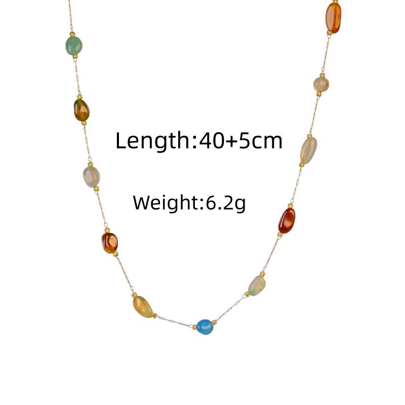 Изысканное модное ожерелье-цветок из нержавеющей стали с инкрустацией натуральным камнем