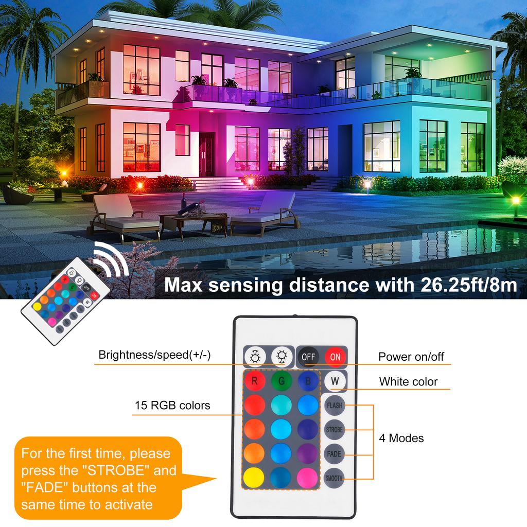 T-SUN RGB LED 100W Flood Light IP66 Waterproof Outdoor Spotlight  Reflector Projector Lamp For Garden Christmas Decoration