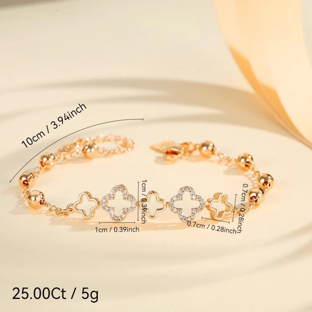 Exquisite fashion light luxury trend four-leaf clover hollow zircon women s bracelet