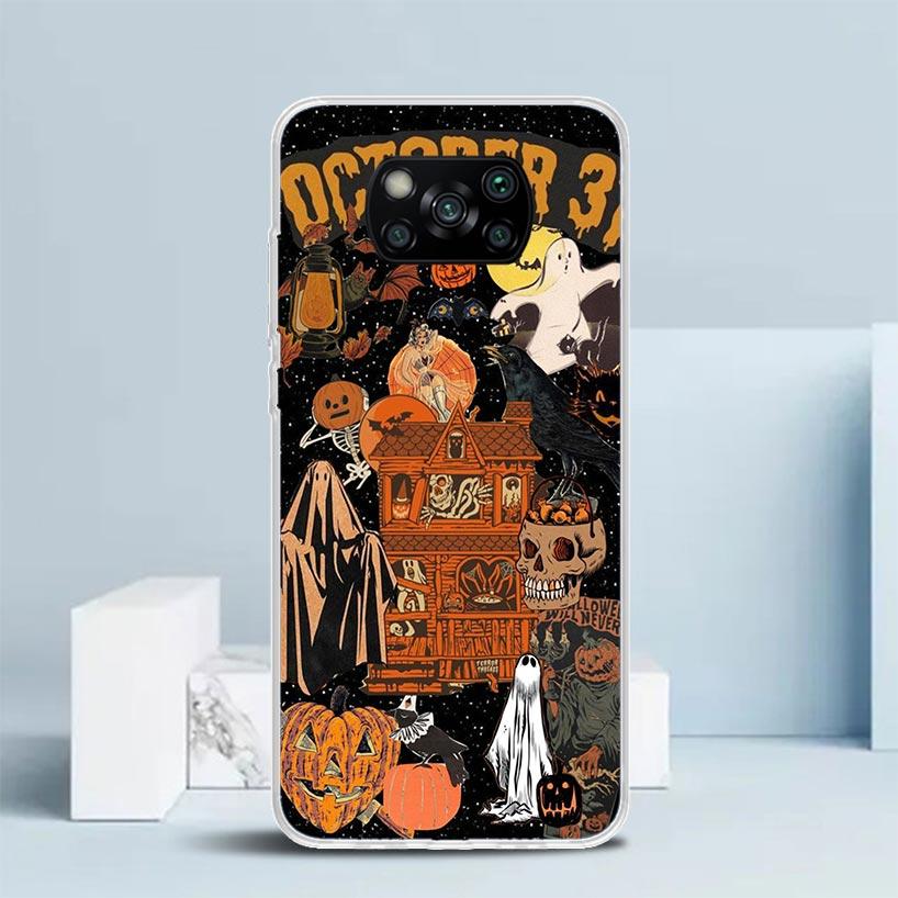 Halloween Fall Art Witch Cat Phone Case For Xiaomi Poco F7 Ultra X5 X6 X7 Pro M7 Redmi 15C 15 13C 13 12C 12 10C 10 10A 9 9C 9A 9