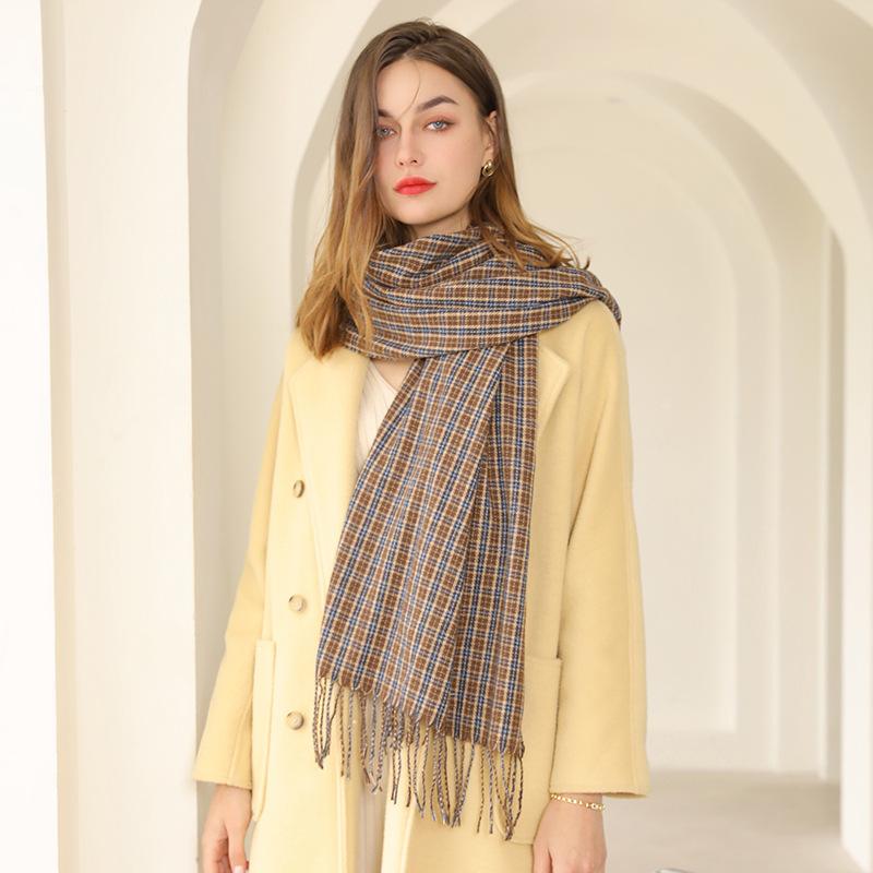 Scarf Women's 2025 New Sweet Color Matching Plaid Scarf Warm Thickened Scarf Shawl
