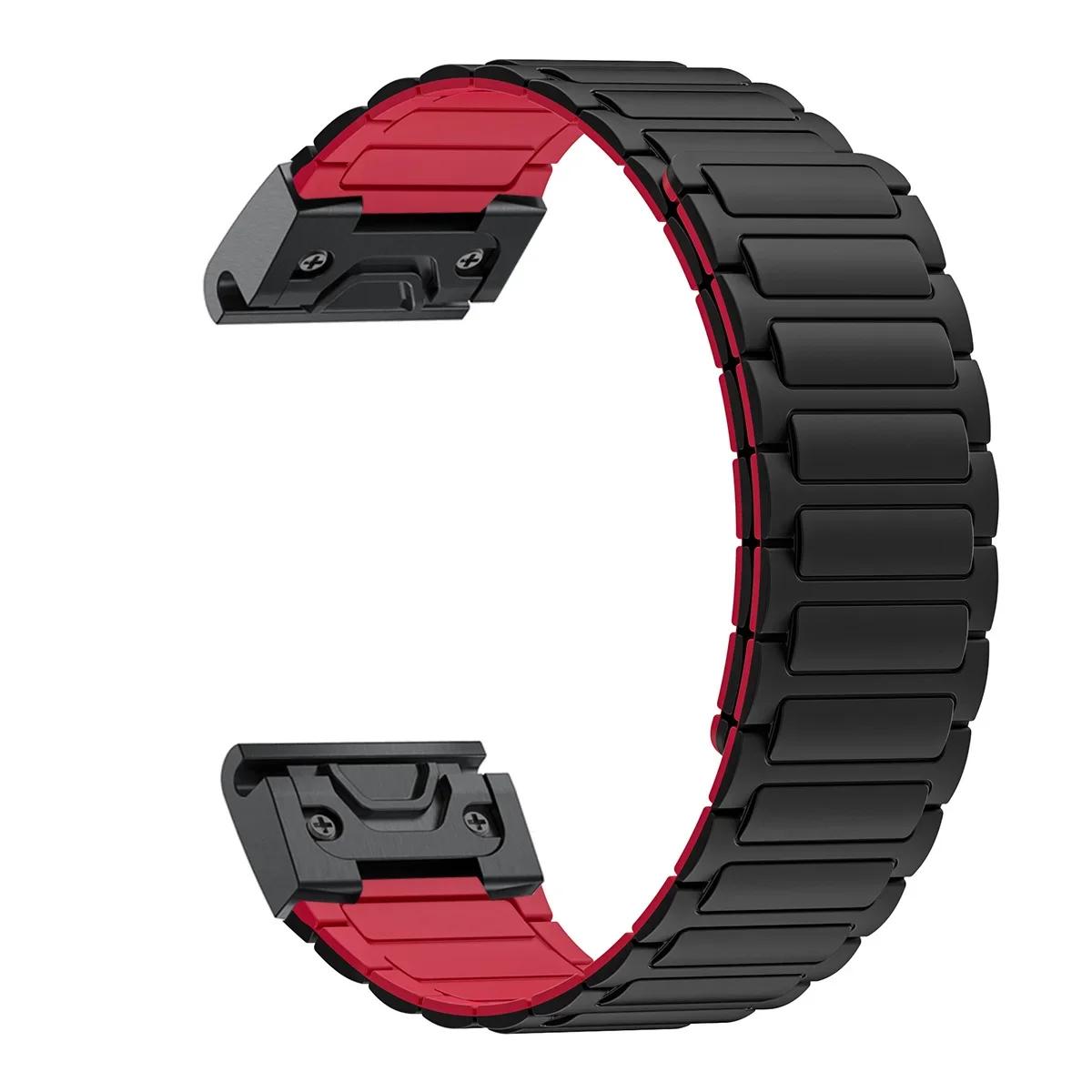 

26mm Magnetic Silicone Strap for Garmin Band Fenix 8 51MM 7X 7 Pro Fenix 6X 5X 5Plus Tactix 7 Enduro 3 Loop descent mk1 Bracelet Fenix 6X 6X PRO