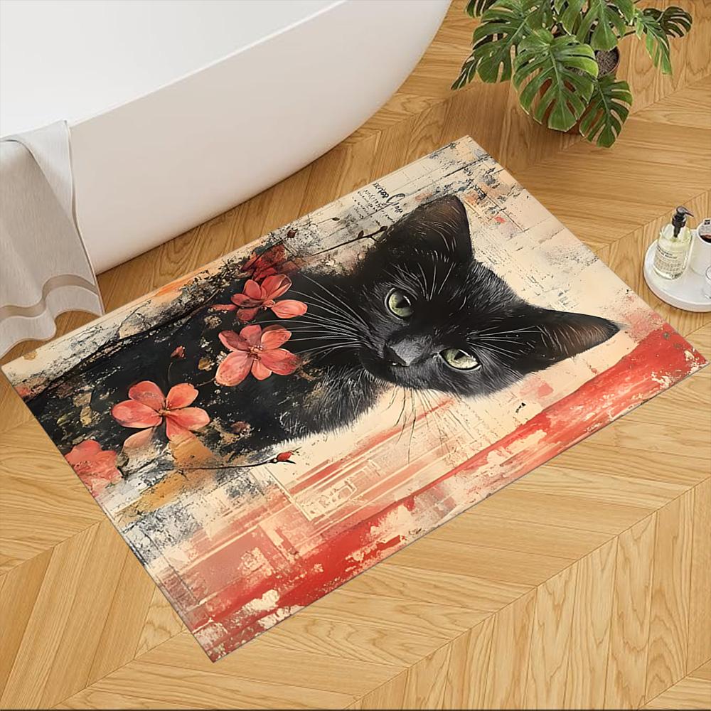 Cute Cat Square Carpet Rug Non-slip Rug for Living Room, Bedroom, Study Room, Hallway Decoration, Perfect for Home Decoration or Holiday Gifts