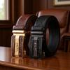 Men's Alligator Grain Leather Belt with Automatic Buckle – Cowhide Business Casual for Middle-Aged and Elderly