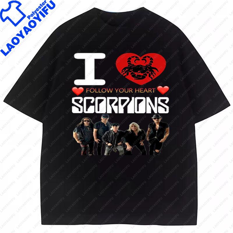 T-shirt Scorpions Forever Classic Maglietta da Banda Rock Unisex T-shirt in Poliestere Top Manica Corta Girocollo Idea Regalo Abbigliamento
