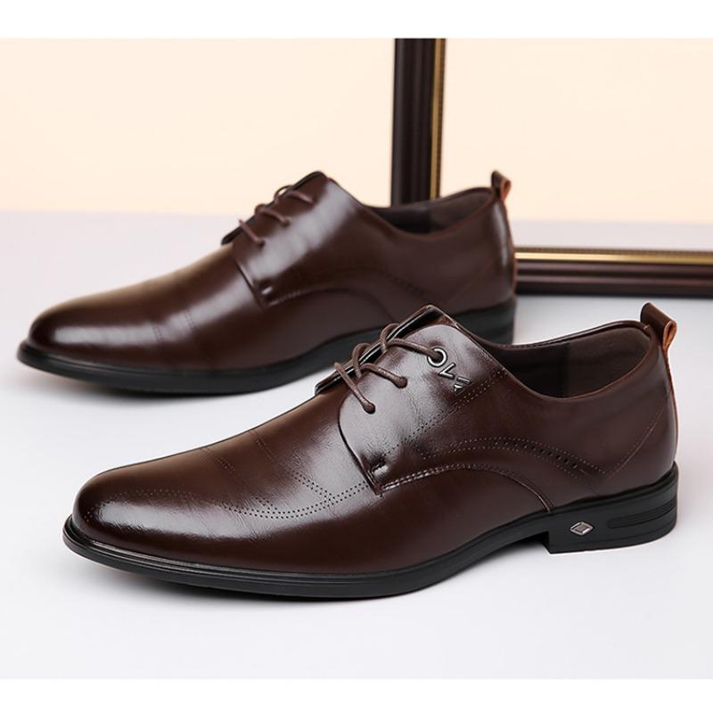 Fashion Designer Leather Platform Business Dress Shoes for Men Fashion Soft-soled Casual Spring Autumn Men's Point-toe Wedding Shoes Men