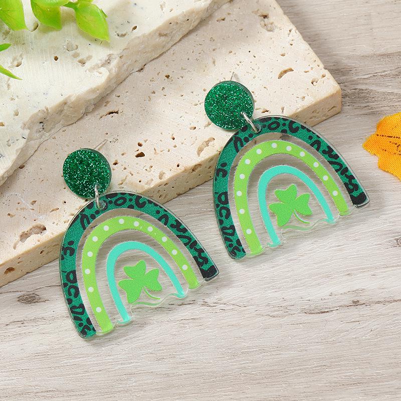 St. Patrick's Day Shamrock & Frog Tassel Earrings
