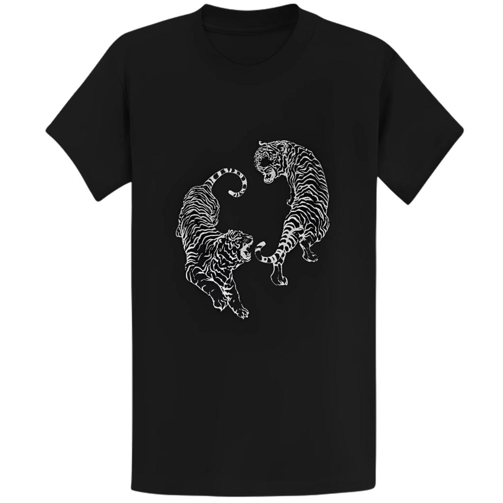 Gildan 5000 Retro Tiger Graphic T-Shirt - Vintage Wildlife Streetwear Gift Tee