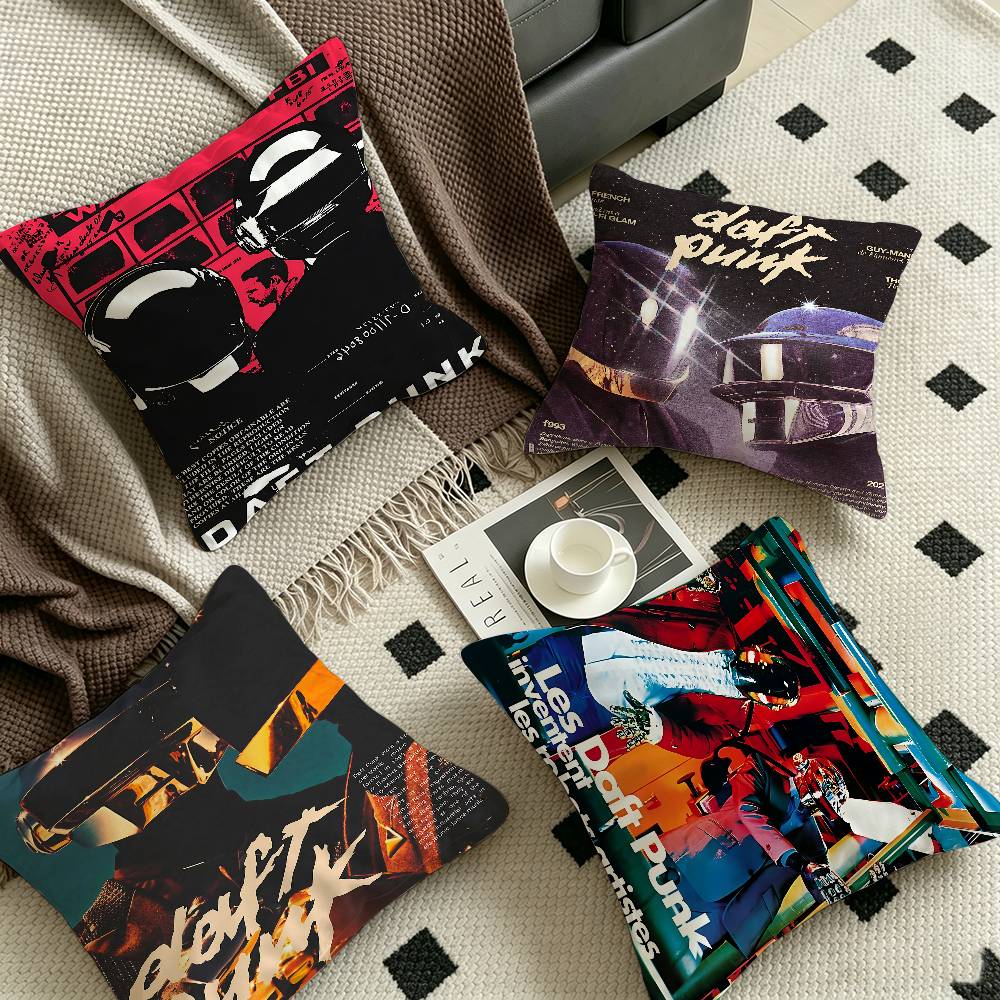 Music Rock Band DDaft Punk Office Cushion Pillowcase Car Cushion CoverXCM Lumbar Pillowcase Sofa Pillowcover