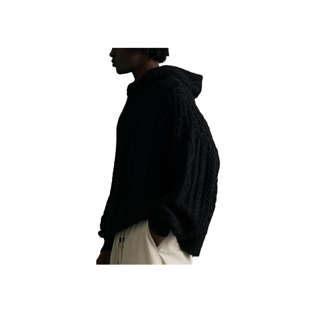 Fear of God Essentials Cable Knit Hoodie Jet Black Men Tops 192BT234390F