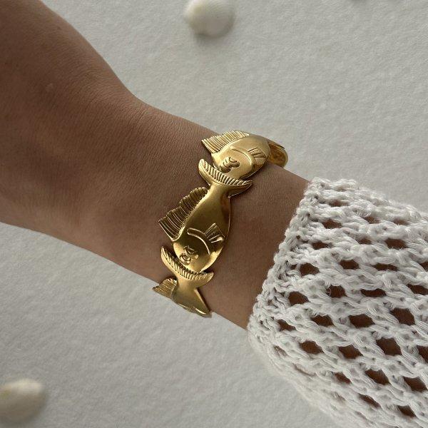 Stainless Steel Metal Exaggerated Shell Starfish Bracelet for Women Gold Color Cuff Bangle Beach Party Jewelry Gift