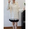 Premium Lace Lace-up Bow Knitted Sweater Top Autumn and Winter New Off-the-shoulder Sweater Pullover Women