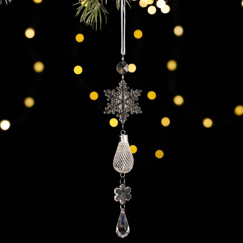 1 Piece Christmas tree decoration acrylic transparent hanging ornament ice crystal pendant snowflake ice crystal iron pendant