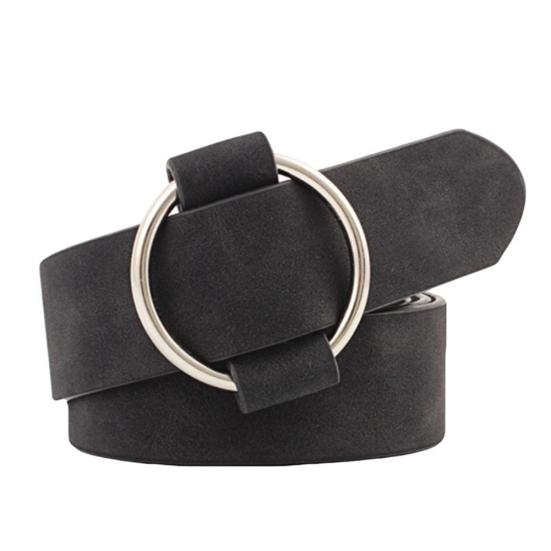 

Модный женский однотонный ремень с широким поясом, без пряжки, круглый, из искусственной кожи чёрный