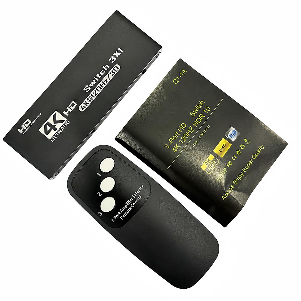 HDMI-Compatible Switch Plug and Play Switcher Selector Box IR Remote Control Support Three Switching Modes for PC/TV Box/PS 4/5